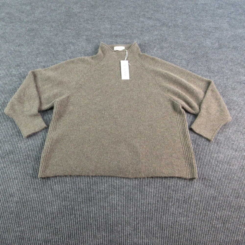 78&SUNNY Sweater Womens 2X Brown Mock Neck 3/4 Sleeve Oversized Pullover NWT